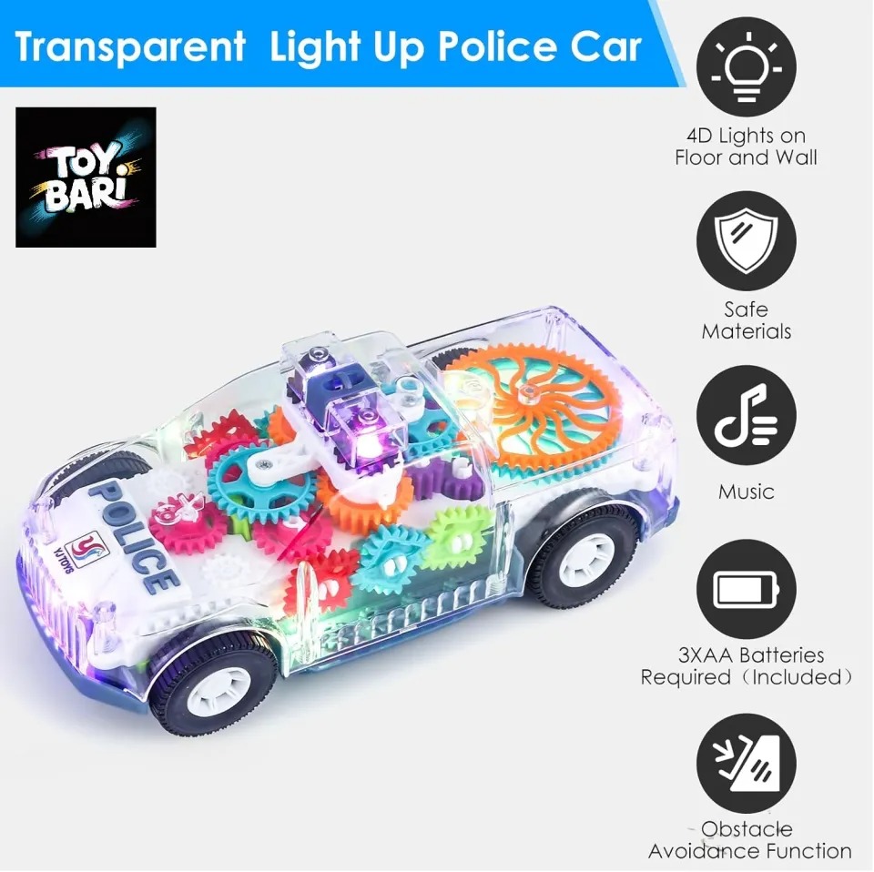Car Toy Transparent Gear Police Car - Image 3