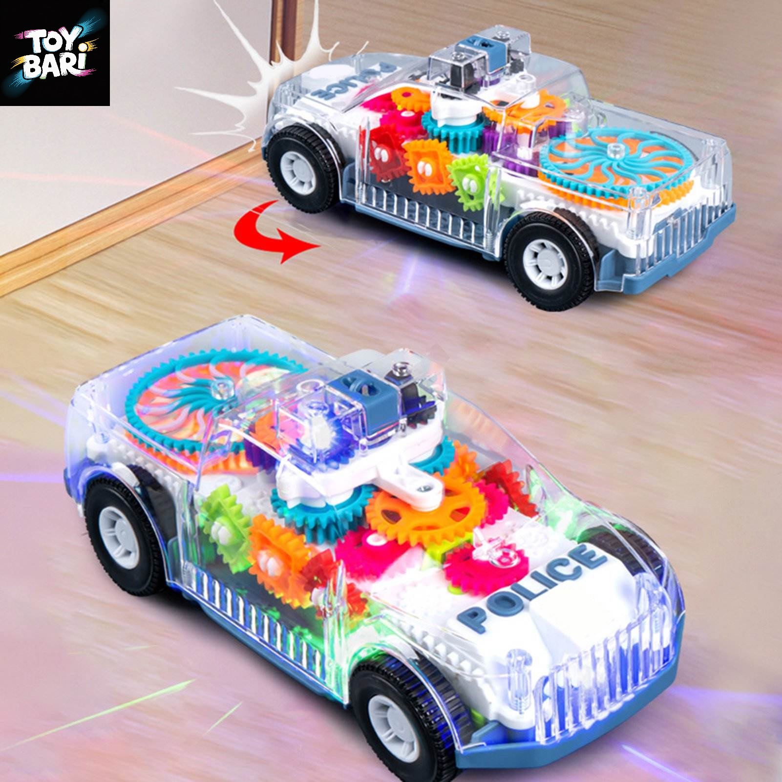 Car Toy Transparent Gear Police Car - Image 5