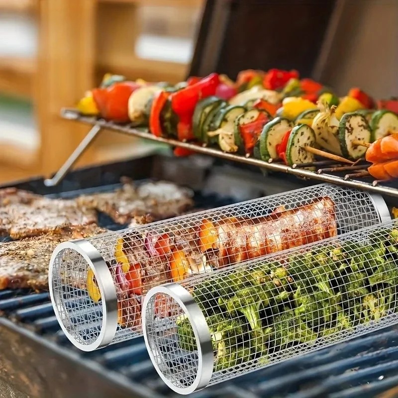3 Pieces (Bbq Cage + Barbecue Fork + Hook) Portable - Image 3