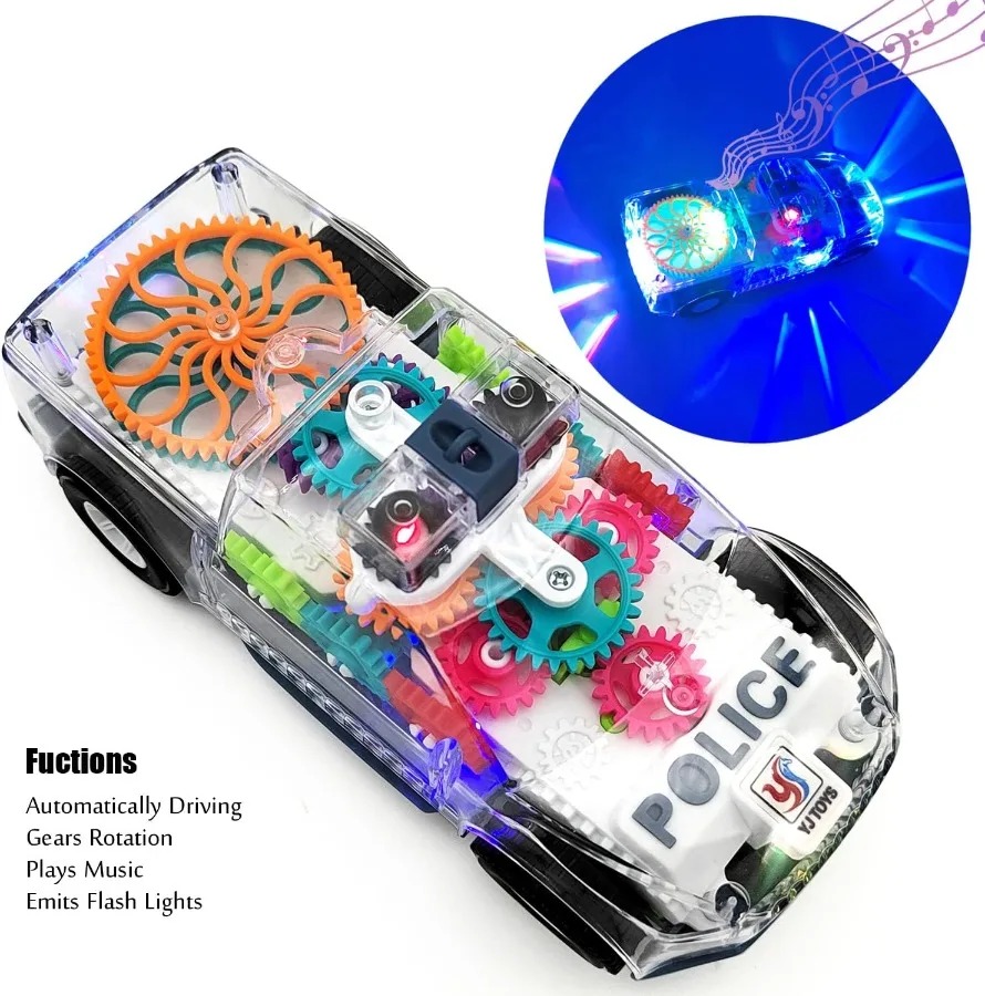 Car Toy Transparent Gear Police Car - Image 19